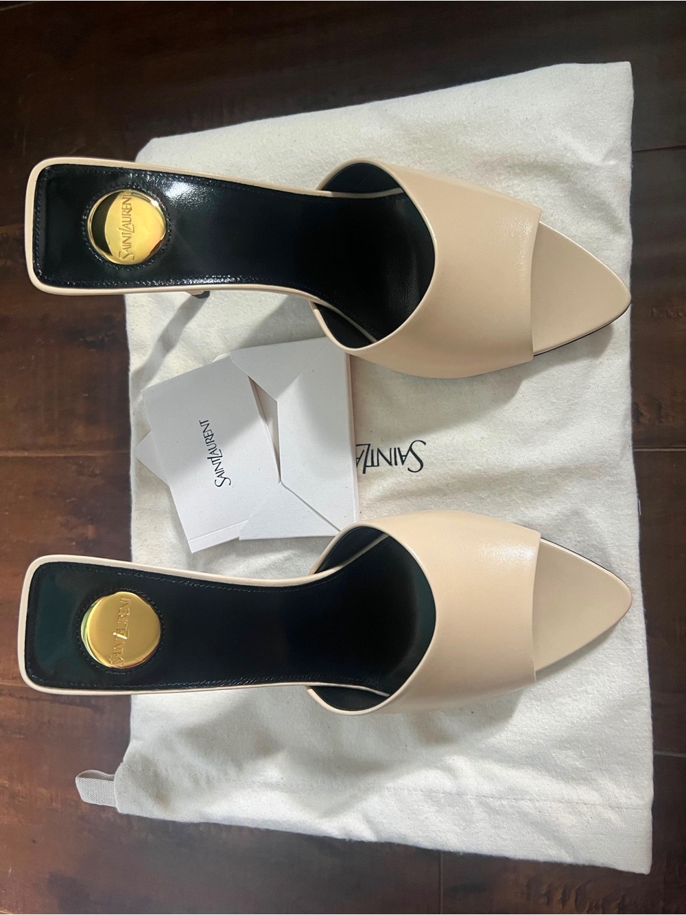 Saint Laurent Cream Leather Open-Toe Stiletto Mule - Picture 14 of 15